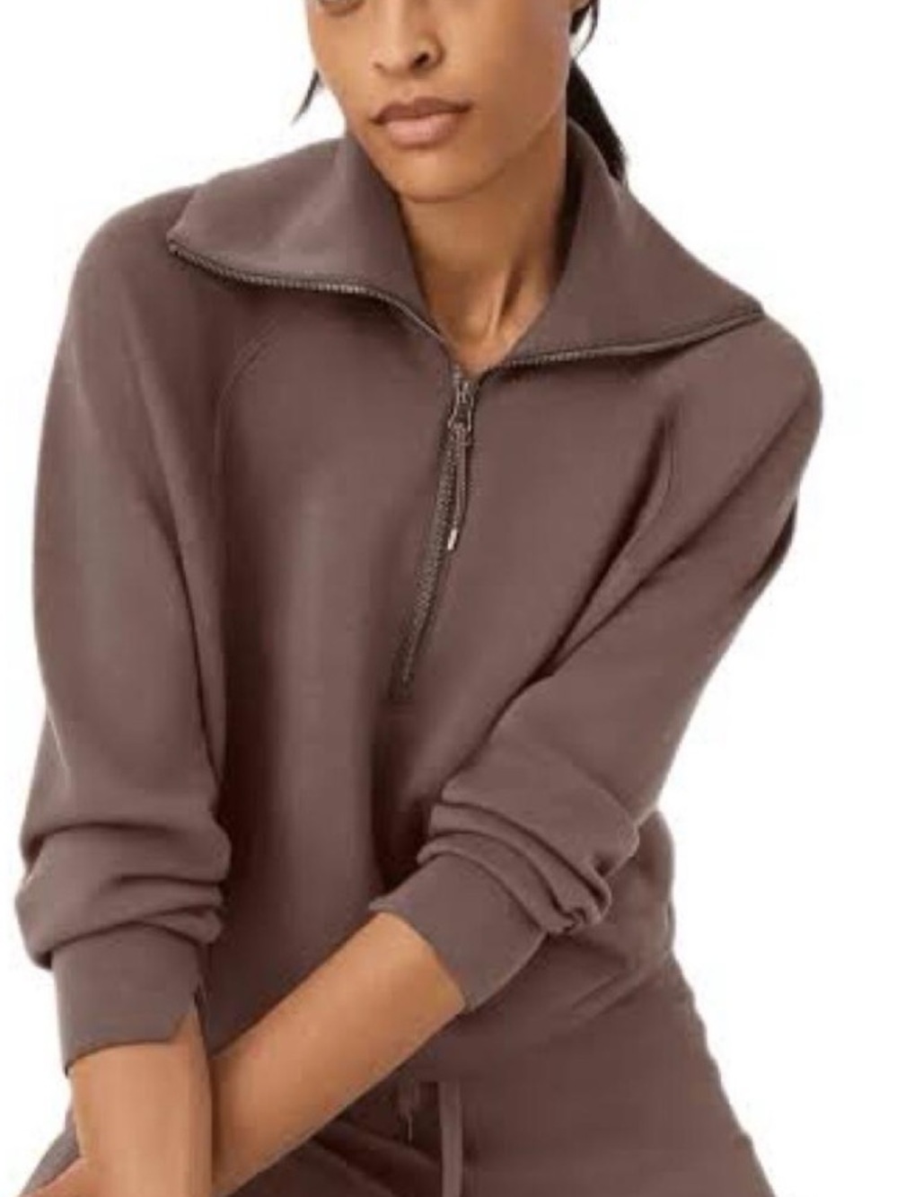 SPANX Chocolate Half-Zip Teddy Jacket